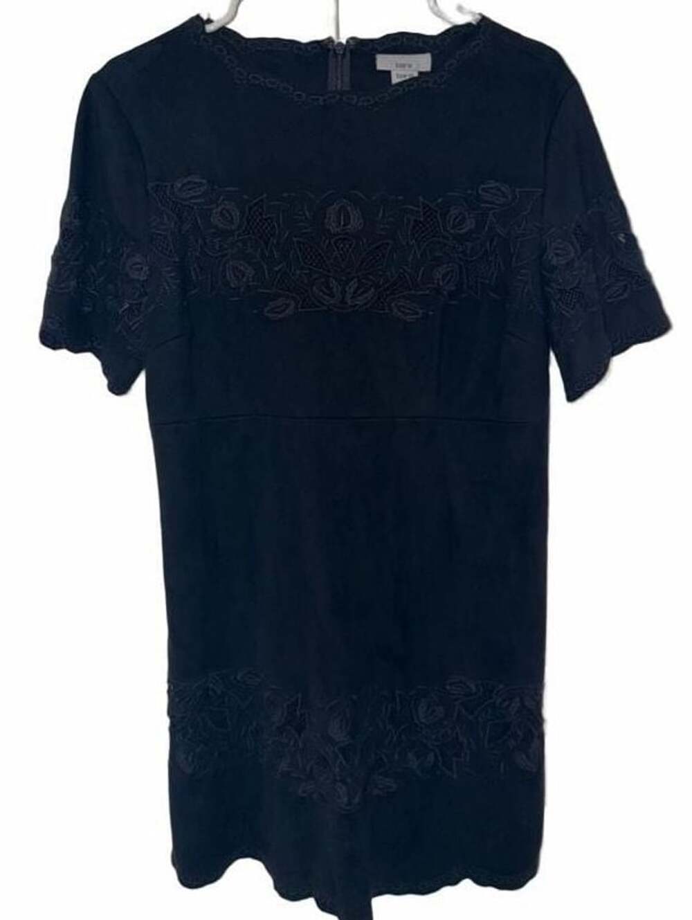 Bar III Embroidered Suede Dress Size M Black